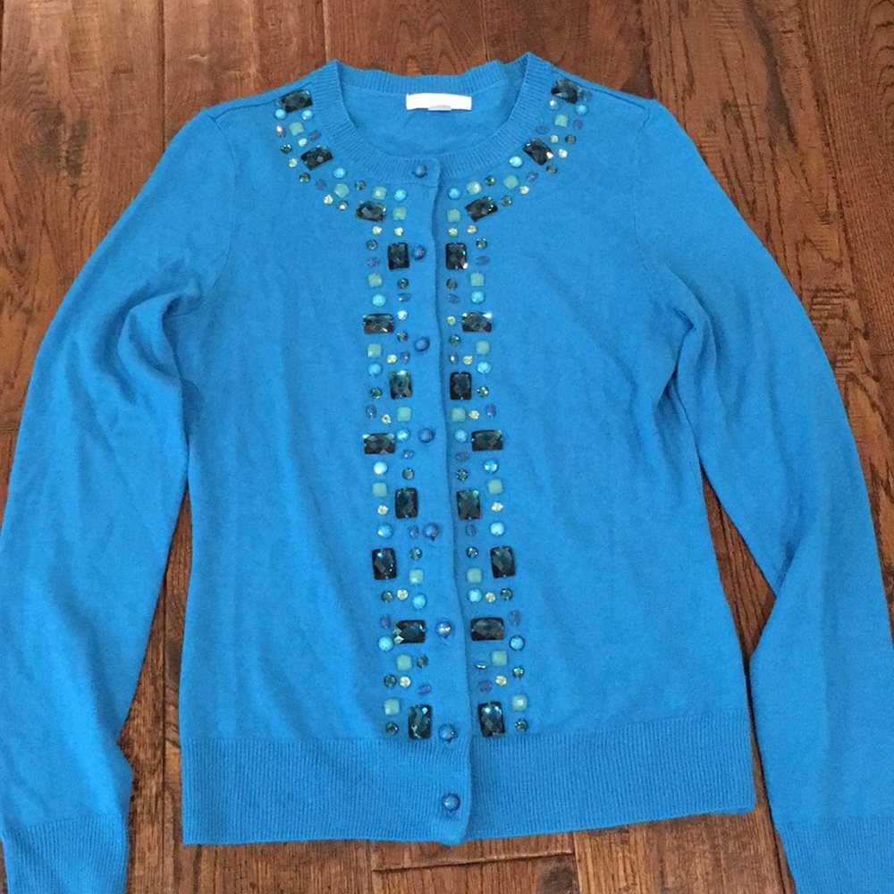 New York & Company teal beaded sweater. Gorgeous!!